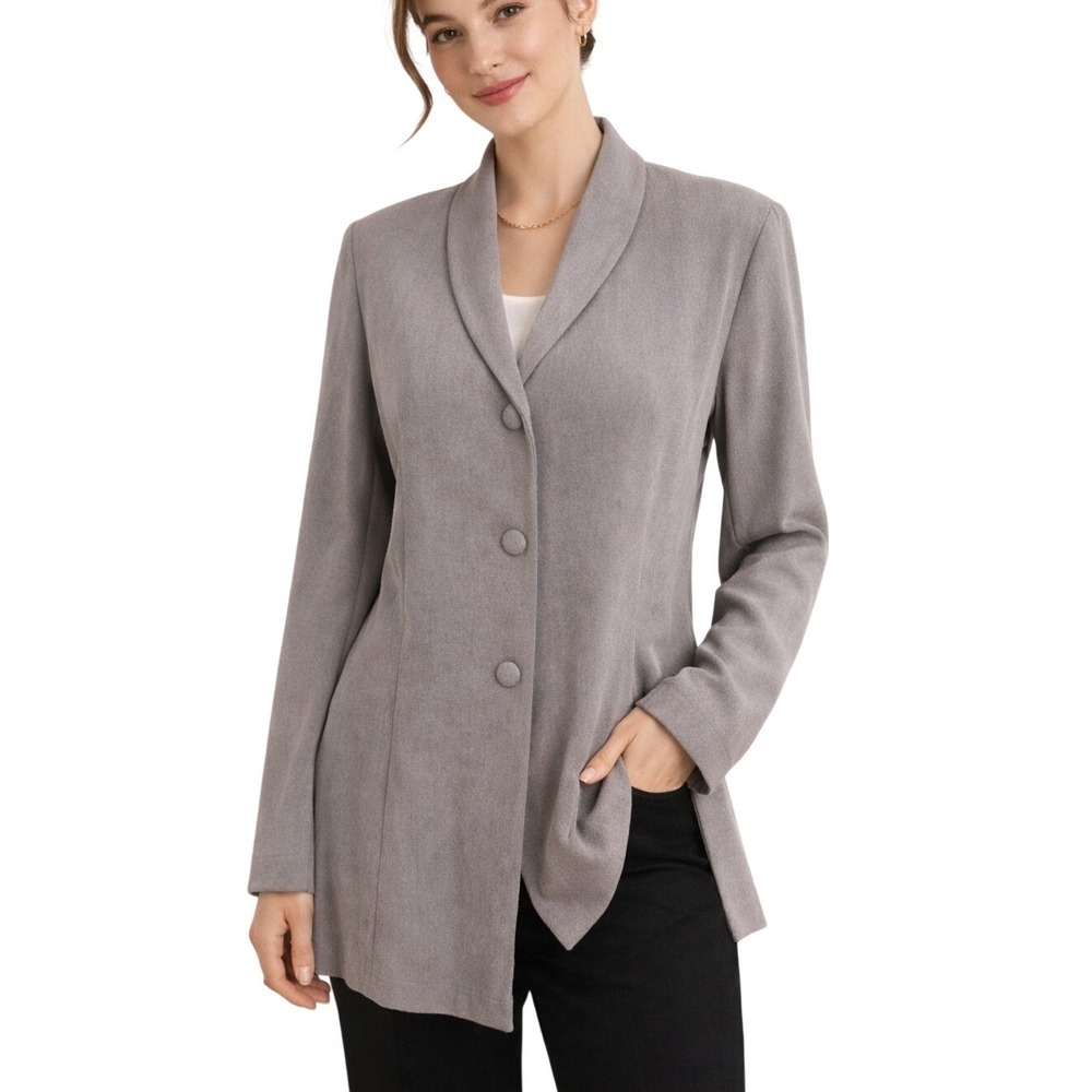 Vintage Hino & Malee Womens Blazer S Gray Career‎ Structured Minimalist Tailored